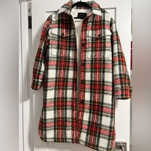 AllSaints Nia Plaid/Check Wool Blend Coat, like new!